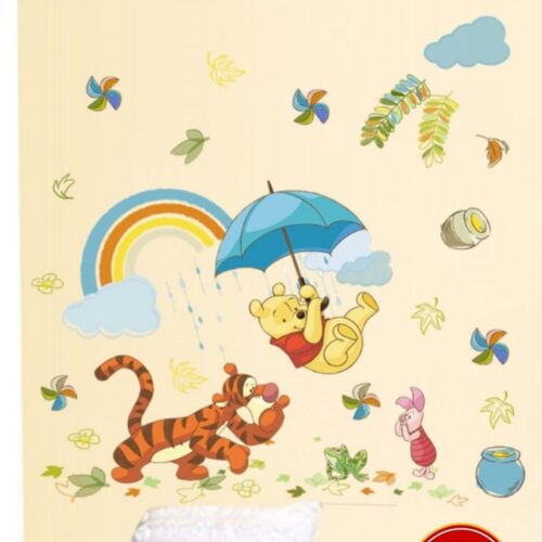 Winnie juega en la lluvia